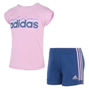 Adidas purple cute active shorts set
